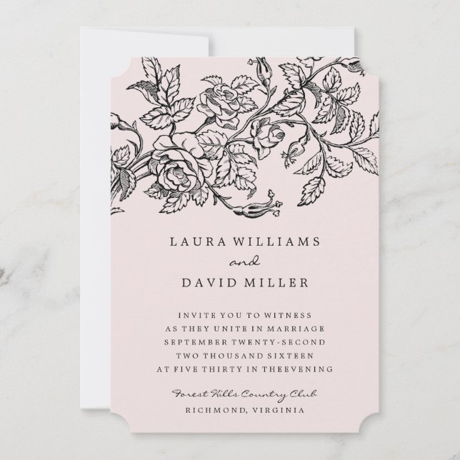 Convite De Casamento De Jardim De Rosa Floral Rosa (Frente)