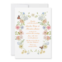 Convite de Casamento de Jardim Floral Pastel Român