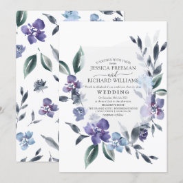 Convite de Casamento de Jardim Floral Roxo Empoeir