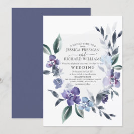 Convite de Casamento de Jardim Floral Roxo Empoeir