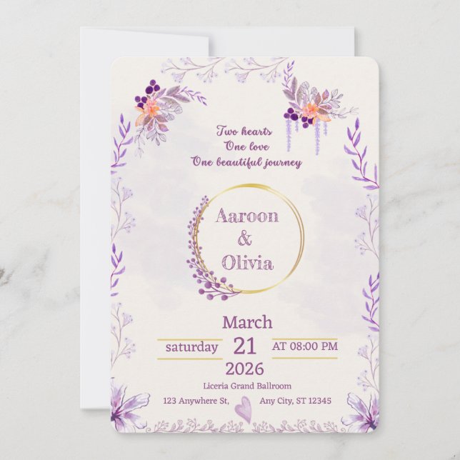 Convite de Casamento de Jardim Íntimo Editável (Frente)