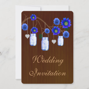Convite De Casamento De Jars Jars Blue Rustic Coun