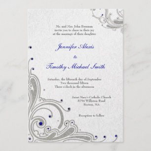 convite de casamento de joias azuis