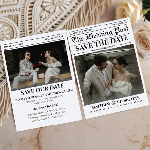 Convite de Casamento de Jornal Salve a Data