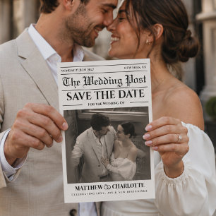 Convite de Casamento de Jornal Salve a Data