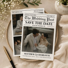 Convite de Casamento de Jornal Salve a Data