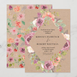 Convite De Casamento De Kraft Floral Rustic Vibran