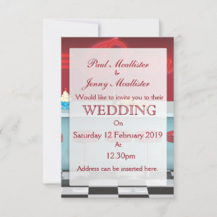 Convite de casamento de lanchonete retrô vintage