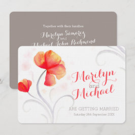 Convite de casamento de laranja de flor silvestre