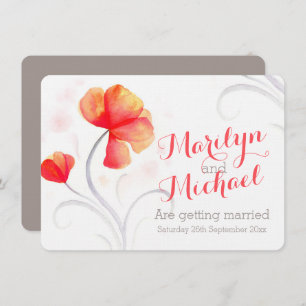 Convite de casamento de laranja de flor silvestre