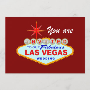 Convite de Casamento de Las Vegas BURGUNDY