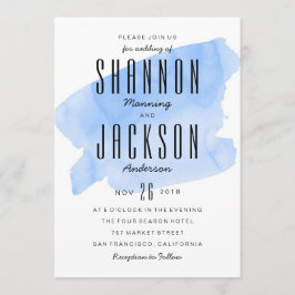 Convite De Casamento De Lavagem Por Aquarela Azul
