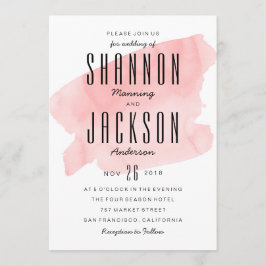 Convite De Casamento De Lavagem Por Aquarela Rosa