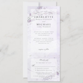 convite de casamento de lavanda de aquarela w rsvp
