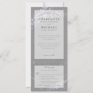 Convite de casamento de lavanda de  d’água da c