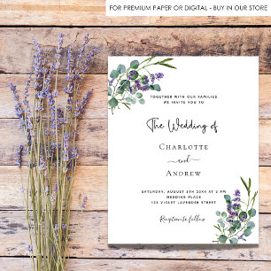 Convite de casamento de lavanda de eucalipto
