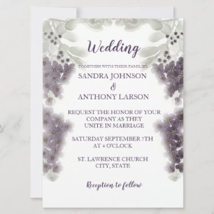 Convite De Casamento De Lavanda Floral De Aquarela