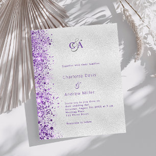 Convite de casamento de lavanda prateada