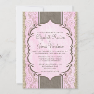 Convite De Casamento De Linen Burlap, Vintage Cast