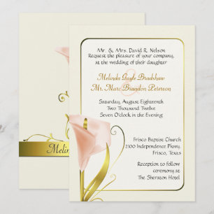 Convite de Casamento de Lírio Coral Elegante