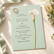 Convite de Casamento de Lírio-de-Calla Verde Sage