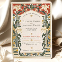 Convite de Casamento de Lírio em Terracota Art Nou