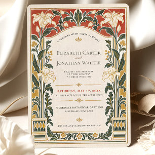 Convite de Casamento de Lírio em Terracota Art Nou
