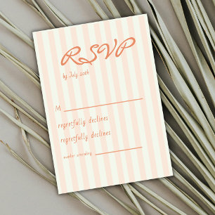 Convite de Casamento de Listras de Pêssego Minimal