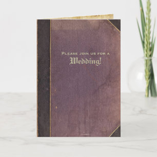 Convite De Casamento De Livro De Púrpura Da Vintag