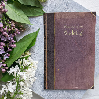 Convite De Casamento De Livro De Vintagem Roxo