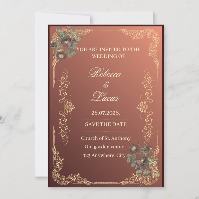 Convite de casamento de luxo (Frente)