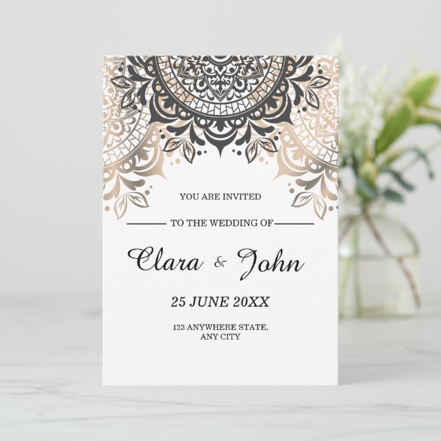Convite de Casamento de Luxo, Elegante Convite de  (Em pé/Frente)