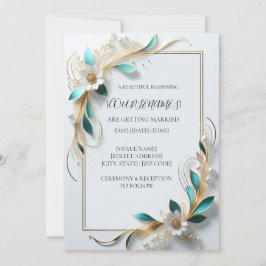 Convite de Casamento de Luxo Floral Romântico Mode