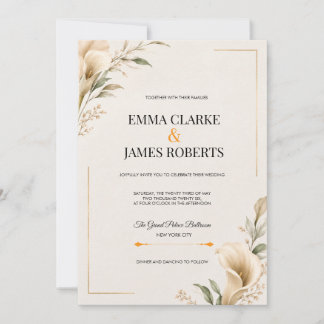 Convite de Casamento de Luxo Moderno com Floral Be