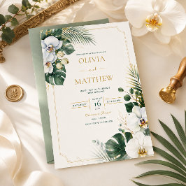 Convite de Casamento de Luxo Orquídea Tropical