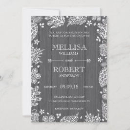 Convite de Casamento de Madeira com Folhas de Rend