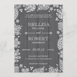 Convite de Casamento de Madeira com Folhas de Rend