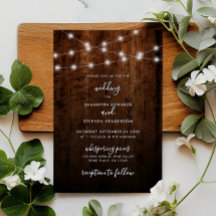 Convite de Casamento de Madeira Rústica com Luzes