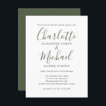 Convite De Casamento De Manuscrito Verde Oleícola<br><div class="desc">Apresentando nomes de estilo de assinatura,  este elegante cartão postal de casamento verde-oliva pode ser personalizado com suas informações em caracteres modernos. Projetado por Thisnotme©</div>