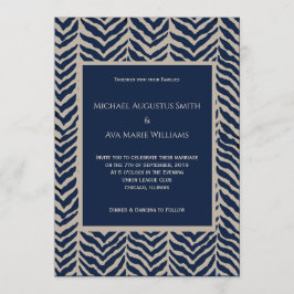Convite De Casamento De marinho E Taupe Herringbon