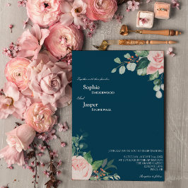 Convite De Casamento De Marinho Floral Blush