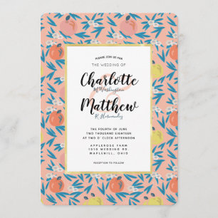 Convite De Casamento De Marinho Rosa De Coral Flor