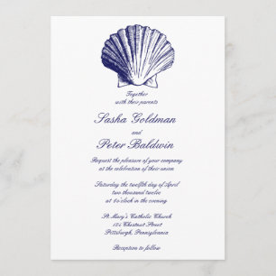 Convite De Casamento De Marinhos De Azul No Mar
