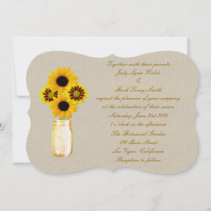 Convite De Casamento De Mason Jar, Amarelo Russo B
