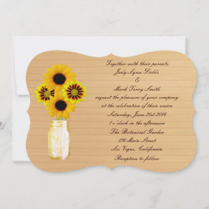 Convite De Casamento De Mason Jar Amarelo-Rústico