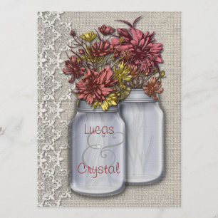 Convite De Casamento De Mason Jar, Chic Country