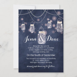 Convite de Casamento de Mason Jar de Quadro Azul