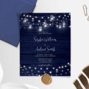 Convite De Casamento De Mason Jars, Rustic Wood Or