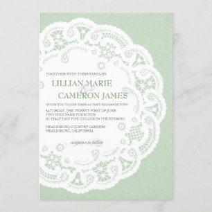 Convite De Casamento De Mint Lace Doily