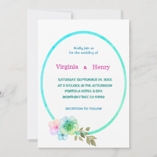 Convite De Casamento De Moldura De Pastel Floral E